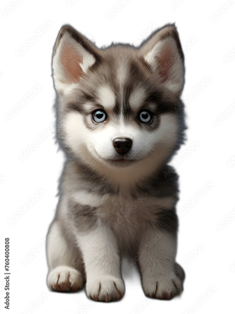 Cute siberian husky puppy no background