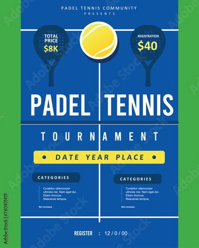 Great attractive simple and memorable paddle tennis poster for competition and tournament event	