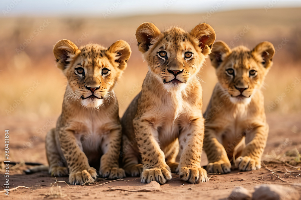 lion cub on hot background