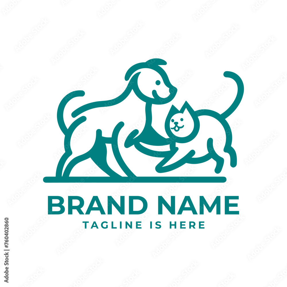 Cat and dog logo: Represents harmony, companionship, and diversity, reflecting a balanced and inclusive approach to pet-related services or products.