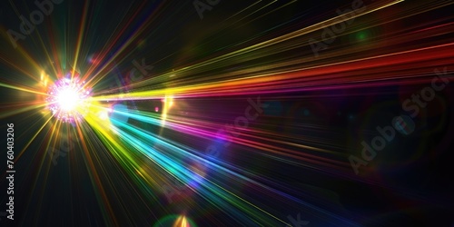 Sunlight rays and lens flare in space. Digital abstract background.