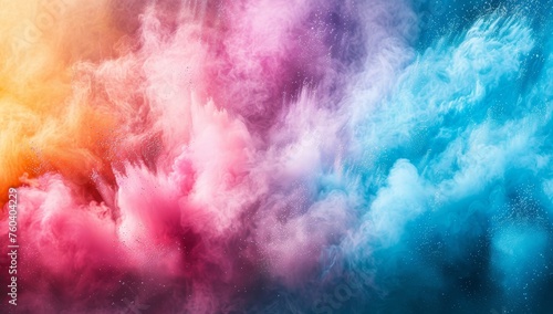 Colorful powder explosion isolated on white background. Colorful cloud.