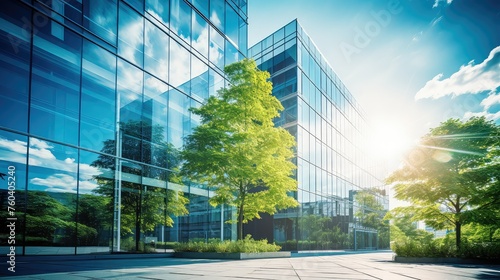 glass light office building illustration bright airy, open minimalist, efficient sustainable glass light office building