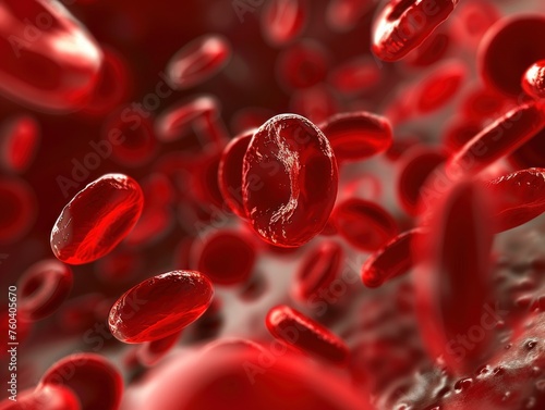 Red blood cells in the veins human red blood cells medical health care concept, red cells flow.
