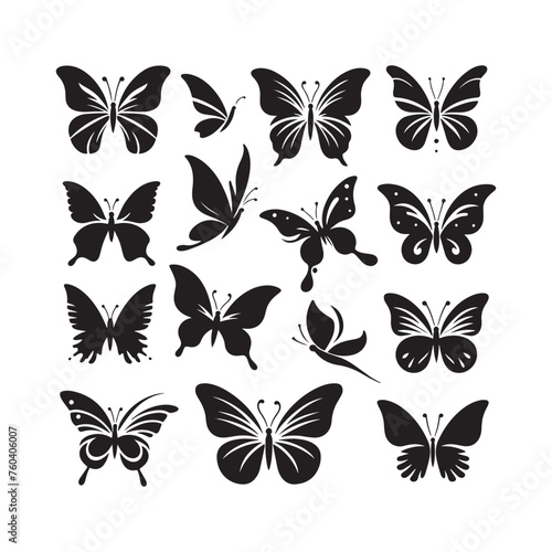 Butterfly Silhouette Vector Collection for Graceful Designs and Nature-inspired Projects. Black Butterfly Illustration, Butterfly vector.