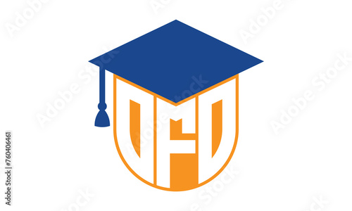 OFO initial letter academic logo design vector template. monogram, abstract, school, college, university, graduation, symbol, shield, model, institute, educational, coaching canter, tech, sign, badge