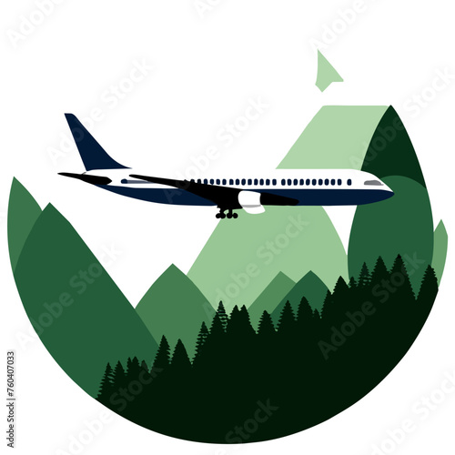 A majestic aircraft soars amidst the serene beauty of nature's embrace.