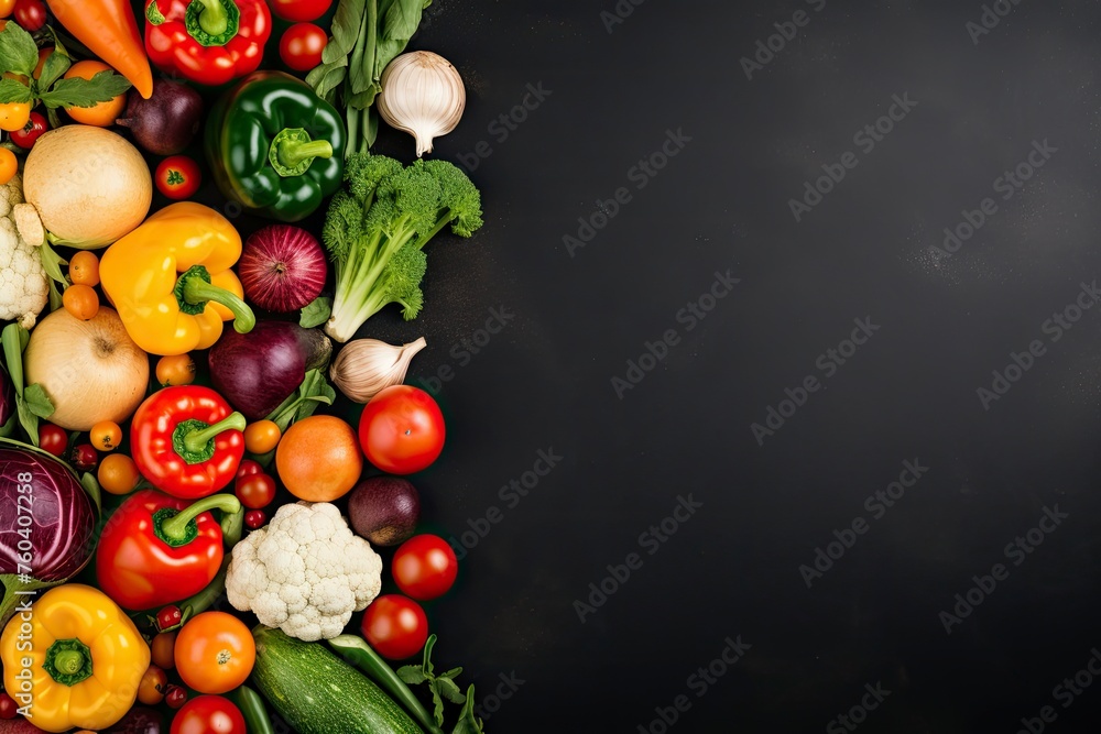 top view of vegetables with copy space for text. Food background for stock photography - generative ai top view of vegetables with copy space for text. Food background for stock photography - generative ai