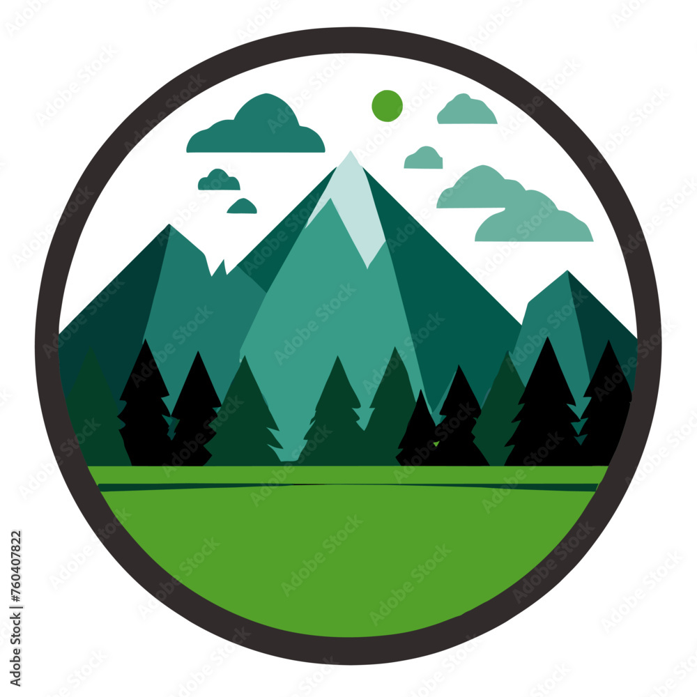 Nature-themed badge design featuring scenic natural landscapes. Nature-themed badge design featuring scenic natural landscapes.