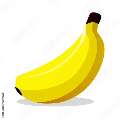 A single banana, ripe and yellow, lies on a white surface.