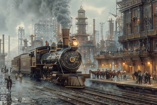 Steam train chugs through city 
