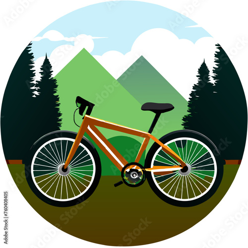 A lone cyclist pedals through a serene countryside, surrounded by lush greenery and vibrant wildflowers.