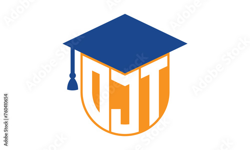 OJT initial letter academic logo design vector template. monogram, abstract, school, college, university, graduation, symbol, shield, model, institute, educational, coaching canter, tech, sign, badge
