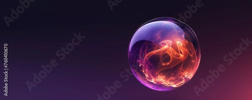 Liquid-electricity power inside of sphere, visual voice assistant design, 3D rendering, Copy space photo