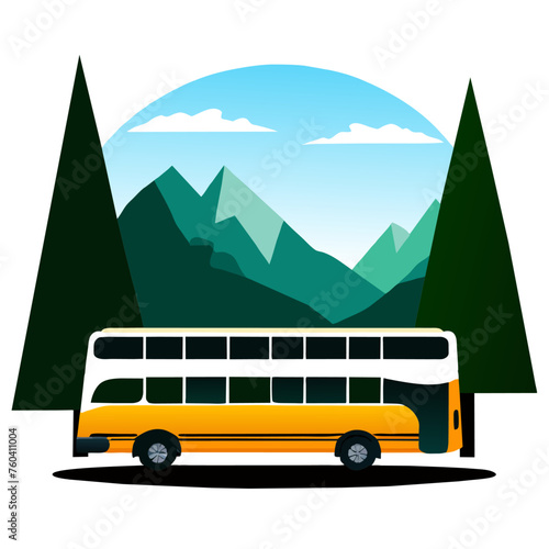 A tranquil moment in nature, where a solitary bus stands amidst lush greenery, offering a serene escape from the hustle and bustle.