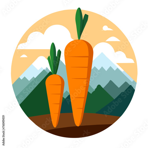 Carrots growing naturally in a field, bathed in sunlight and surrounded by lush greenery.