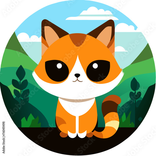 A cute cat is frolicking in the lush greenery of nature.
