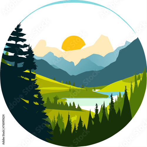 Coniferous forest under a vibrant blue sky with white fluffy clouds providing shade.