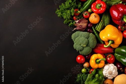 top view of vegetables with copy space for text. Food background for stock photography - generative ai