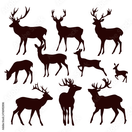 flat design deer silhouette collection