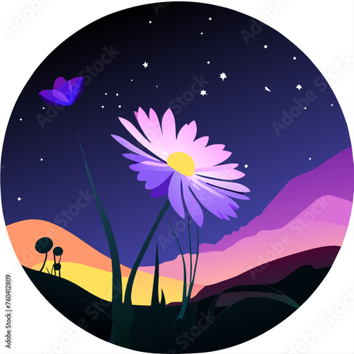 Mesmerizing cosmos field blooming in vibrant hues  creating a breathtaking celestial display.