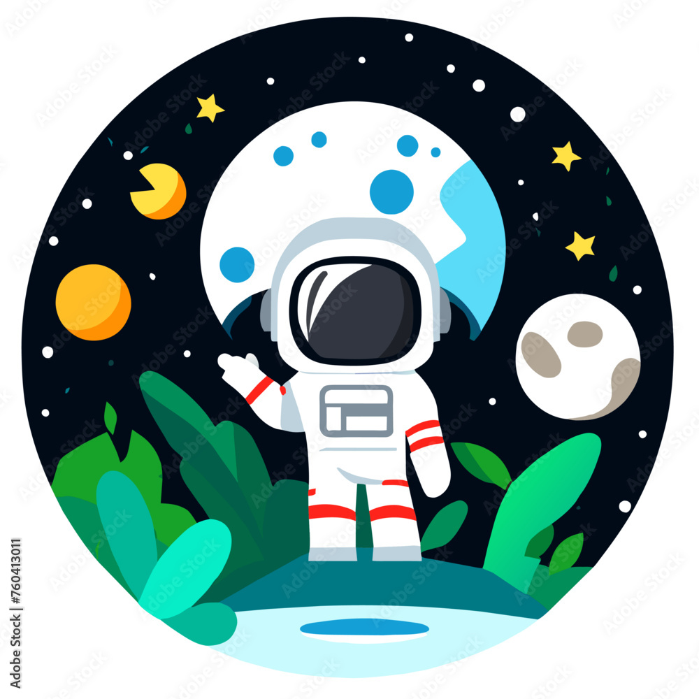 Fototapeta premium Adorable astronauts explore the wonders of nature.