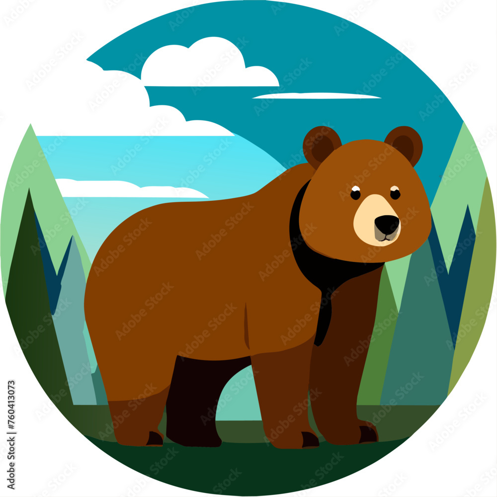 Obraz premium A cute bear explores its natural surroundings, its playful nature shining through.