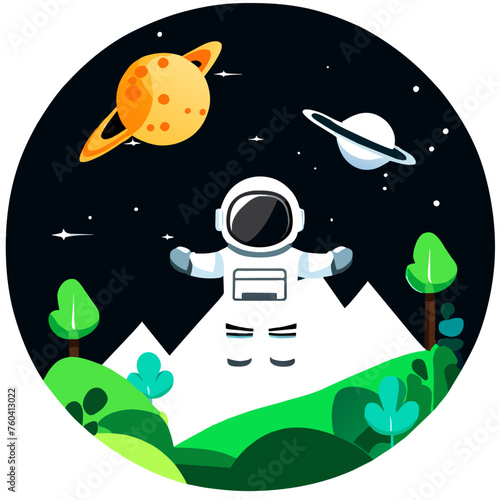 Cute astronauts are exploring the wonders of nature.