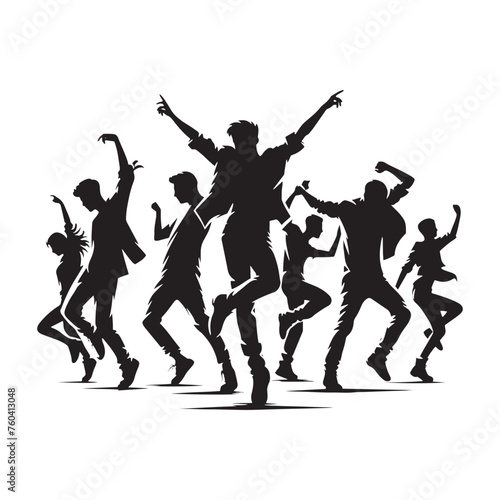 Dance Ensemble: Vibrant Dancing Persons Silhouette Vector Collection for Dynamic Designs and Energetic Projects, Dancing person illustration.