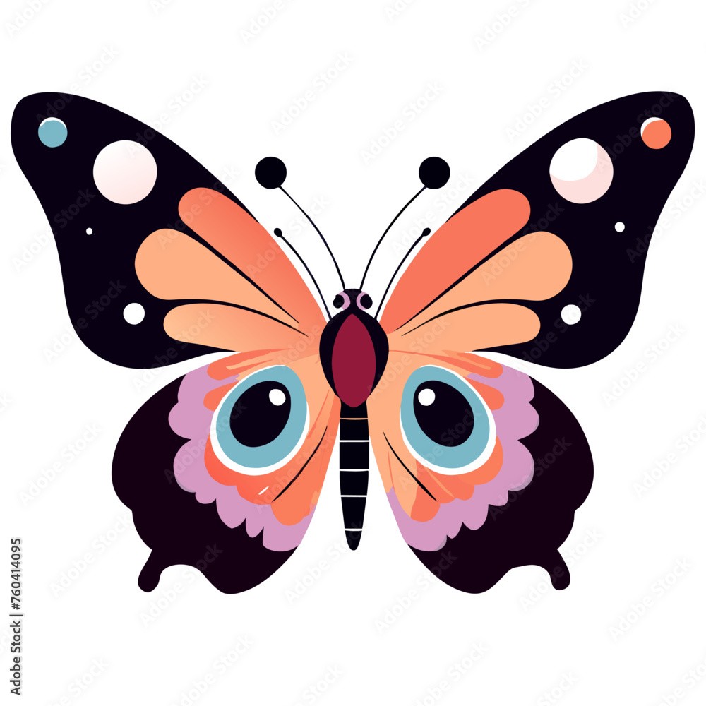 Fototapeta premium A vibrant butterfly with intricate patterns flutters amidst a lush green meadow.