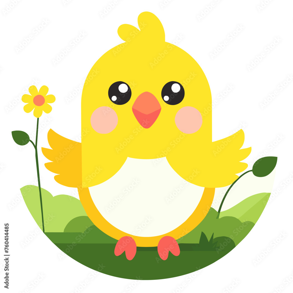 Fluffy little yellow chicken in a grassy field. Fluffy little yellow chicken in a grassy field.