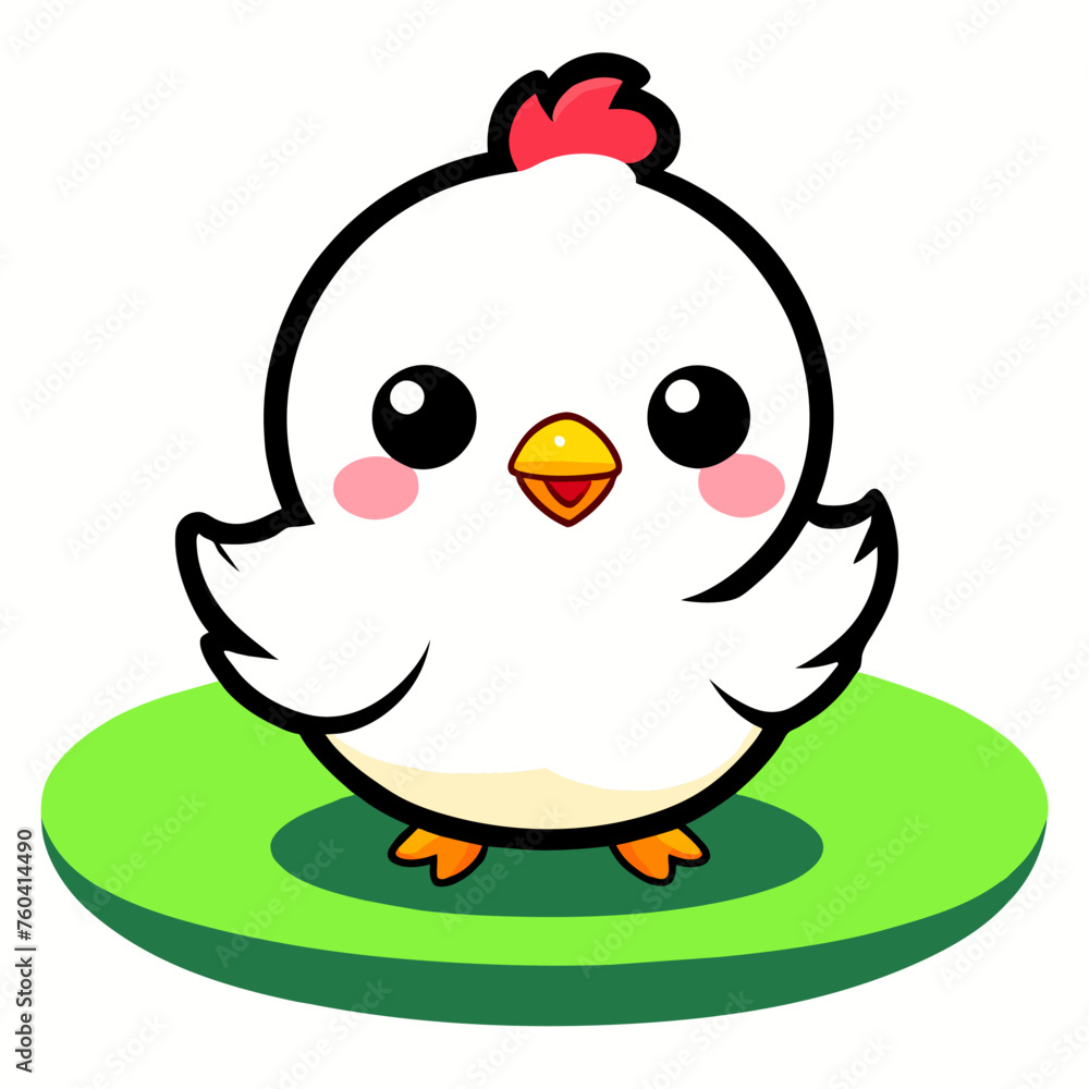 A cute chicken stands in a field of grass. A cute chicken stands in a field of grass.
