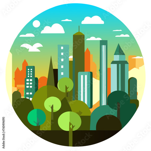 A charming cityscape showcasing the harmonious blend of urban beauty and natural allure.