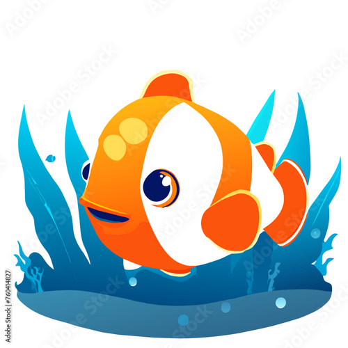 A colorful clownfish swims cheerfully in the vibrant coral reef.