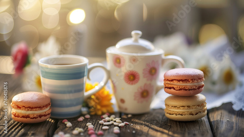 cup of tea and macarones