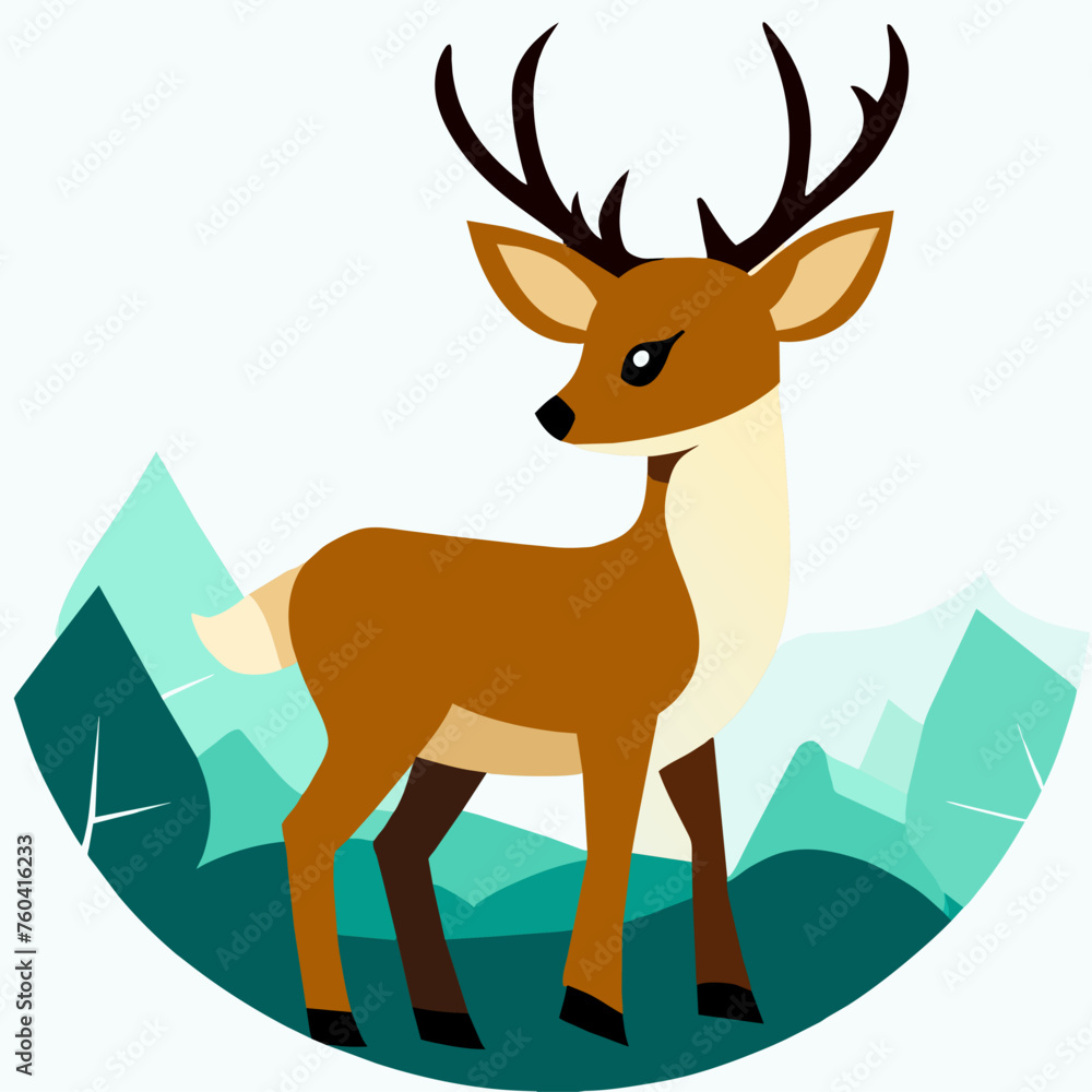 Fototapeta premium Adorable deer frolics amidst verdant surroundings.