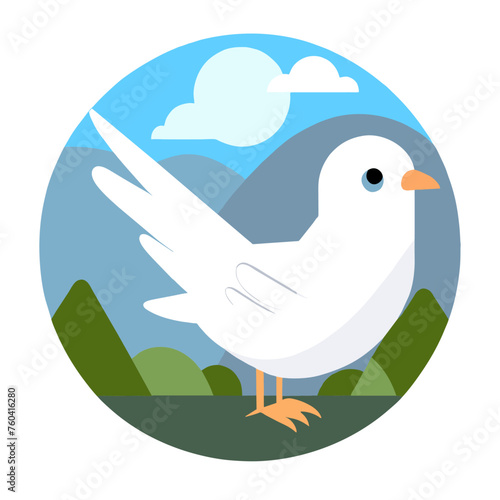 A majestic dove with shimmering plumage rests gracefully amidst verdant nature.