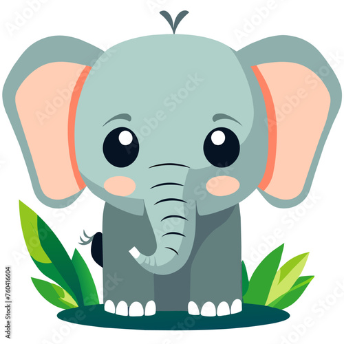 The adorable baby elephant frolics amidst the verdant wilderness, its playful spirit radiating joy.