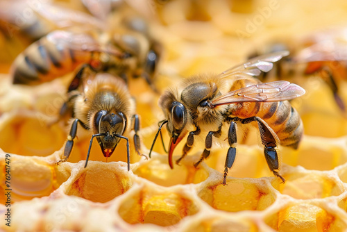 working honeybees closeup © Adeel  Hayat Khan