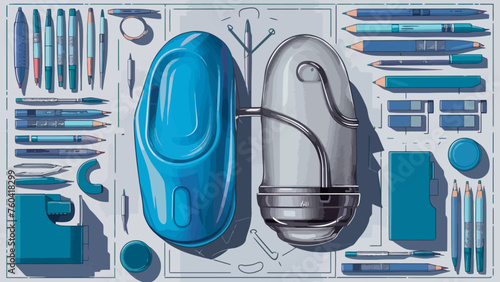 Flatlay knolling vector illustration 