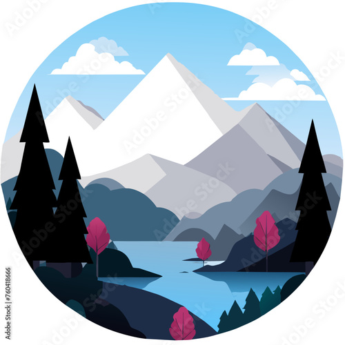 A scenic view of a majestic mountain shrouded in a veil of mist, exuding tranquility and awe.