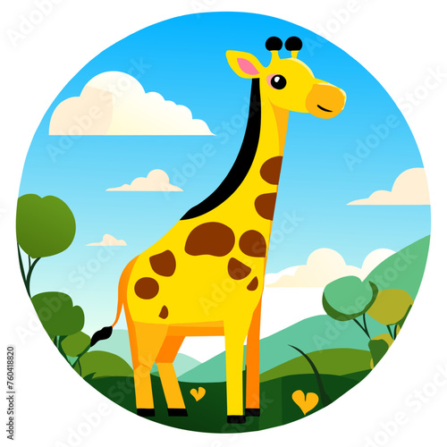 A cute giraffe poses gracefully against a serene natural backdrop.