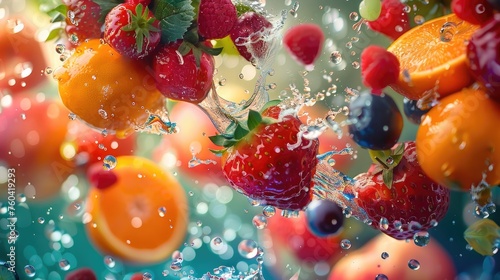 Fruit Splash Explosion: A Mesmerizing Collision of Vibrant Colors and Tempting Flavors