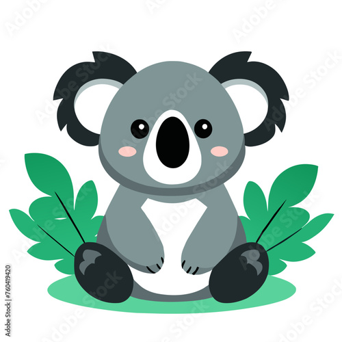 A cute koala peers out from its eucalyptus leaves, its adorable face full of wonder.