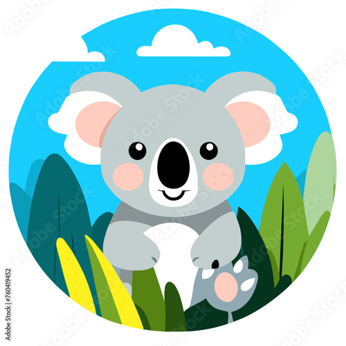 This cute koala snuggles up to a tree branch in its natural habitat.