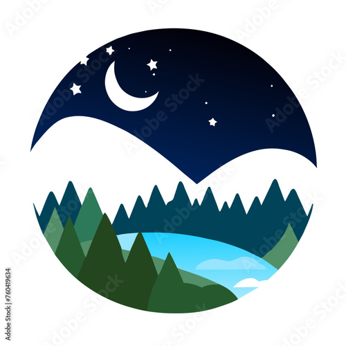 The adorable moon shines brightly against the backdrop of a serene night sky.