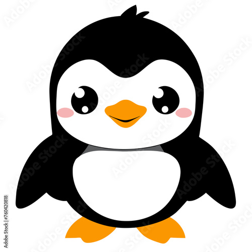A cute penguin waddles along the icy landscape with its adorable black and white markings.