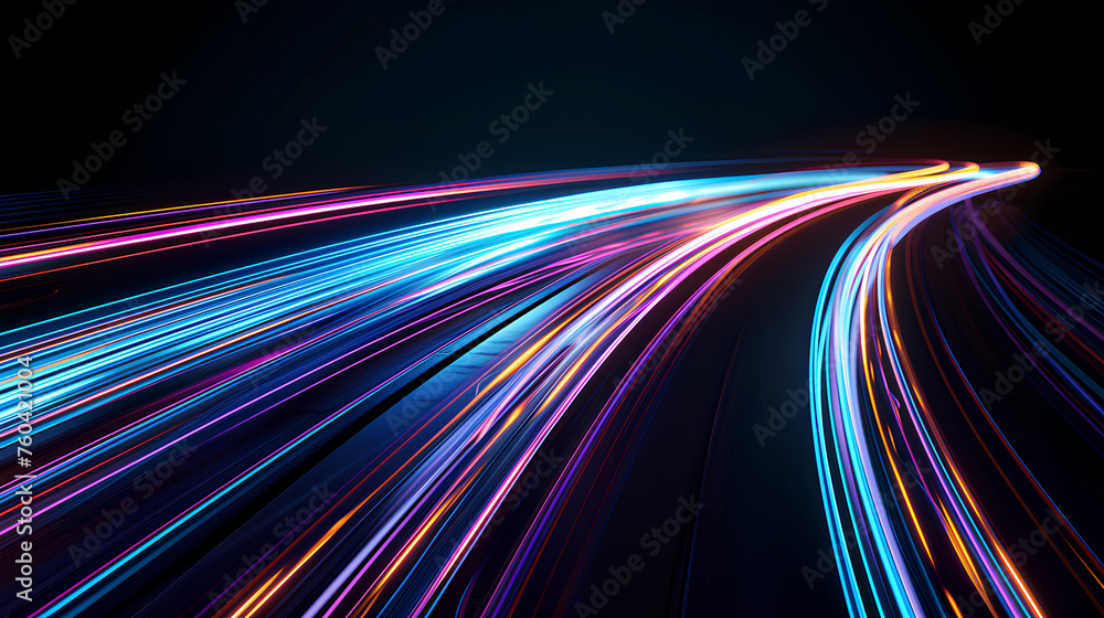 3D images are blurry and exploding. On curves with futuristic and glowing fantasy effects. Gradient on graphics Highway lane lighting is a fast and dynamic science for energy and movement at night. 3D images are blurry and exploding. On curves with futuristic and glowing fantasy effects. Gradient on graphics Highway lane lighting is a fast and dynamic science for energy and movement at night.