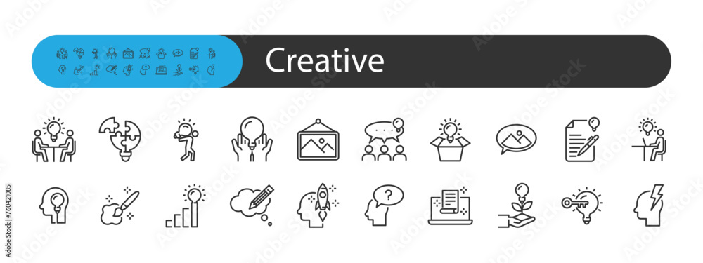 Naklejka premium set of creative icons, think, brainstorm