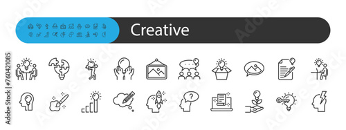 set of creative icons, think, brainstorm
